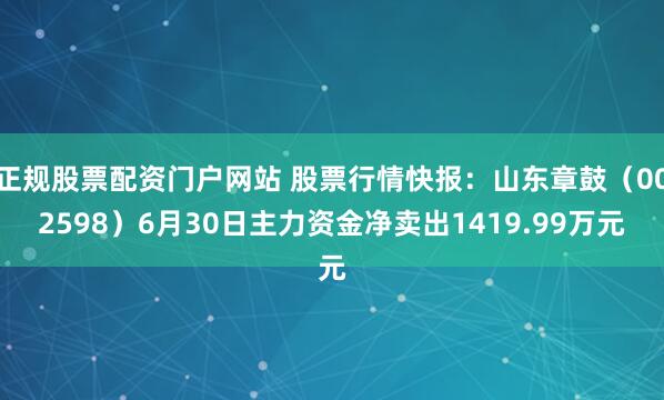 正规股票配资门户网站 股票行情快报:山东章鼓(002598)6月30日主力资金净卖出1419.99万元